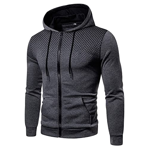 Maiyifu-GJ Men's Full Zip Cardigan Hoodies Long Sleeve Fleece Sports Hoodie Lightweight Hooded Sweatshirts with Pockets (Grey,XX-Large)