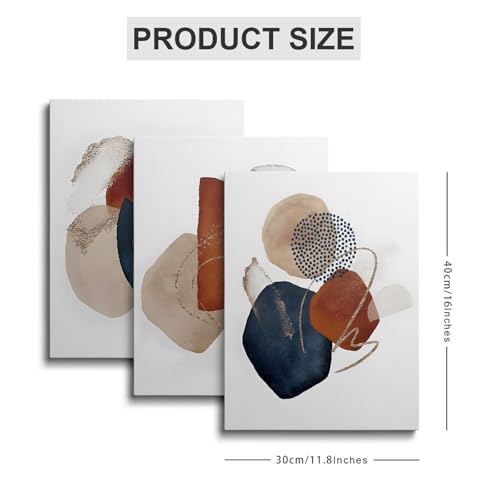 Wall Art for Living Room Framed Canvas Wall Art Abstract Pictures in Teal Blue Gold Art Prints 3 Panels 12x16 in Wall Decor Aesthetic Bedroom Bathroom Kitchen Hallway Stairs Office - Image 2