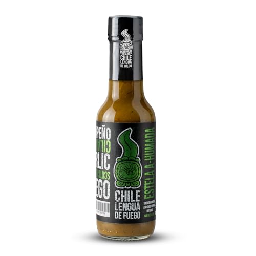 Image of Chile Lengua de Fuego Estela Ahumada - Smoky Jalapeno & Garden Vegetable Hot Sauce, Fresh Herbal, Medium, 5 oz Bottle (Pack of 1)