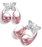 King Lucky Clip-on Earbuds Jewelry Wireless Bluetooth 5.4 Comfortable Open Ear Headphones with Detachable Butterfly Earrings,IPX5 Waterproof, 50H Play, for Women, Gift,Parties,Festival(Rose Gold)