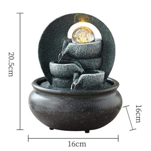 Milageto Tabletop Indoor Waterfall Faux Rock Decorative with LED Lights Water for Meditation Office Home A - Image 2