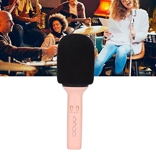 FOKH Microfone de karaokê, gravação de microfone portátil 1800 mA bateria carregamento USB com luz L
