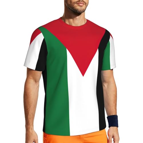 GaxfjRu Camiseta deportiva de secado rápido para hombre, diseño de bandera palestina, que absorbe la humedad, manga corta, para gimnasio y entrenamientos, Negro, 3XL