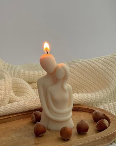 Image of Couple Candle, Decorative Figurine Candle, Cream White, Romantic Embrace Design