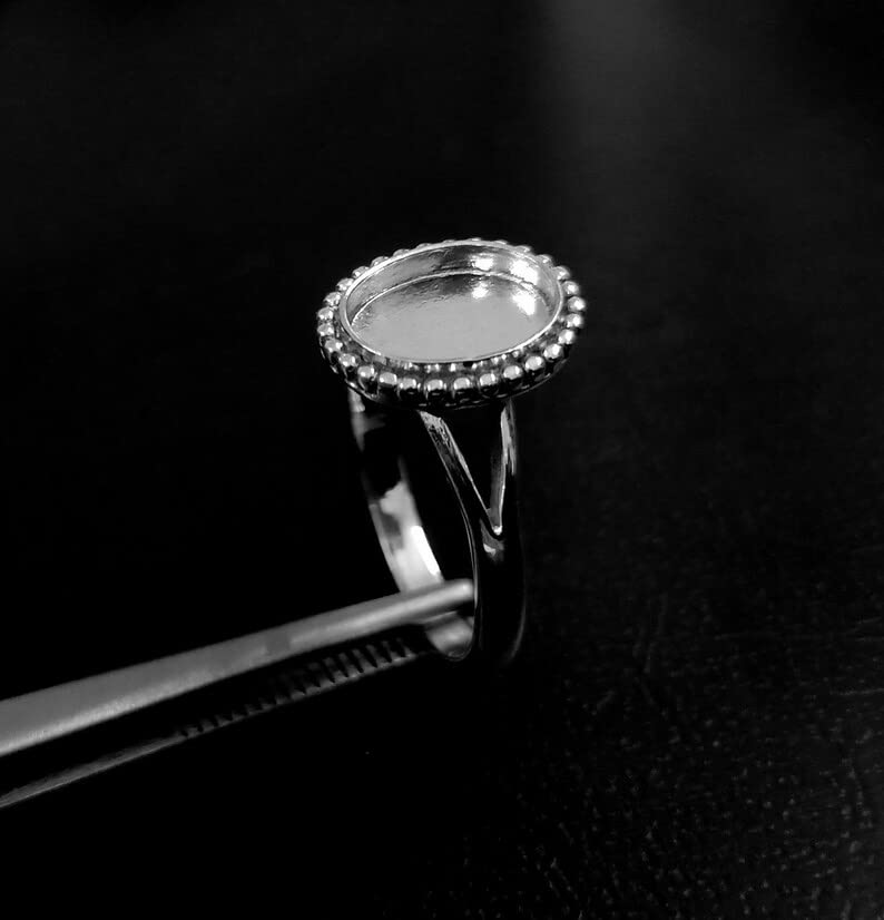 Miniatura 5 de 925 Sterling Silver Traditional Oval Shape Ring Bezel Blank Setting DIY With Split Band, Blank Ring Base, Bezel For Resin And Gemstones Work