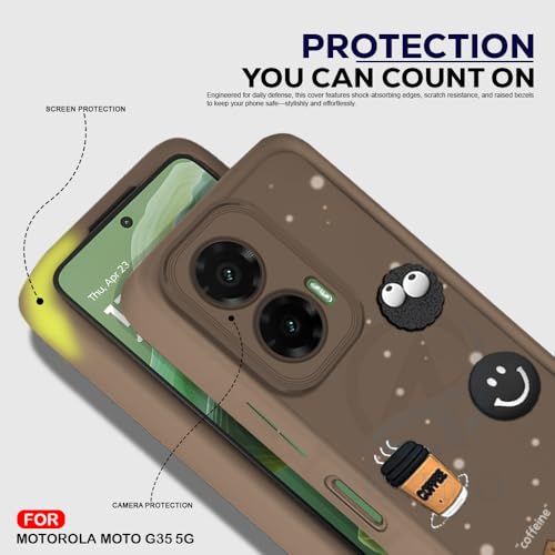 Image of AESTMO Back Case Cover for Moto G35 5G Cover | Cute Fun Cartoon 3D Ball | Coffee Silicone Case | Full Body Protection | Camera Protection Back Cover for Moto G35 5G (Brown)