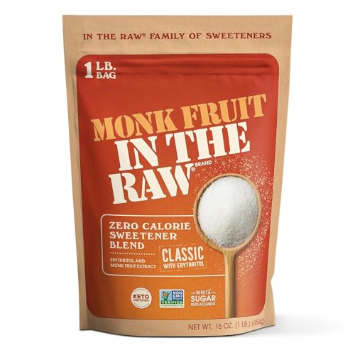 Monk Fruit In The Raw Sweetener Baker's Bag, 16 oz., Keto Certified Monk Fruit Sweetener, Zero Calories, Zero Net Carbs, Non-GMO Project Verified