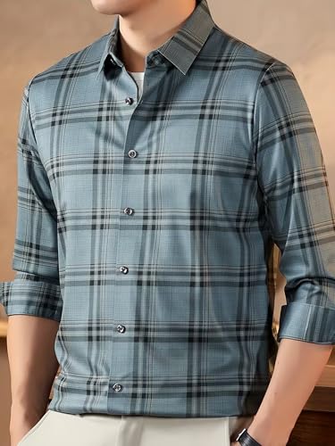 Image of Lymio Men Shirt | Checkered Button Down Shirt for Men | Slim Fit Casual & Semi-Formal Shirts for Man | Textured Long Sleeve | Office & Weekend Ready (Packs Also Available) (Big-Checks)