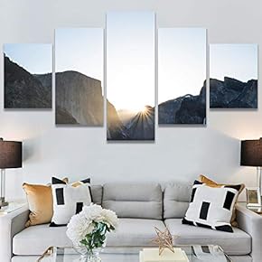 SIGNWIN 5 Panel Canvas Wall Art Landscape Mountain...