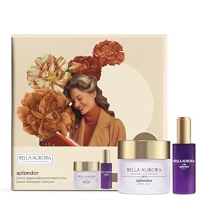 BELLA AURORA – Pack Antiedad Splendor Noche, Crema Noche 50 ml + Sérum Iluminador Noche 30 ml, Tratamiento Antiedad e Iluminador, +50 Años, Efecto Lifting, Regenerador y Redensificador