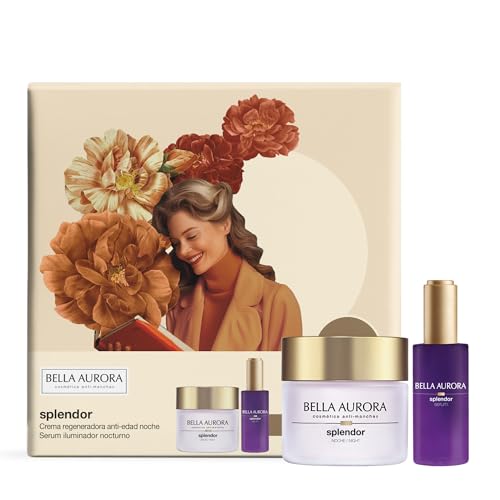 BELLA AURORA - Pack Antiedad Splendor Noche, Crema Noche 50 ml + Sérum Iluminador Noche 30 ml, Tratamiento Antiedad e Iluminador, +50 Años, Efecto Lifting, Regenerador y Redensificador