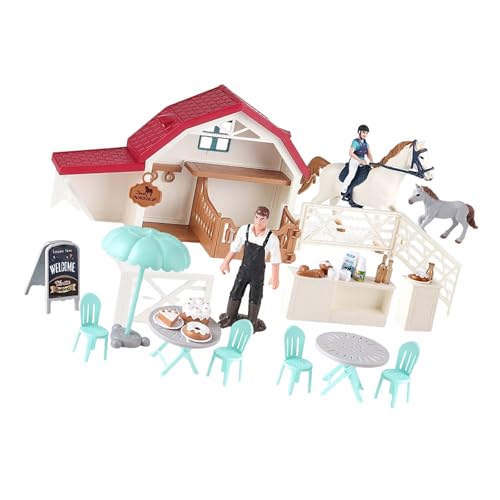 BUBEFSKD Interaktives Pferdepflege Rollenspielset Mit Miniatur Stallwerkzeug Realistische Tierfiguren Für Kreatives Lernen Pferdespielzeug Für Kinder