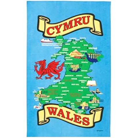 Elgate Welsh Wales Map Tea Towel Souvenir Gift Cymru Rhyl Cardiff Swansea Llandudno Snowdon Dragon Cover