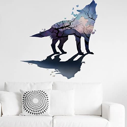Lobo silueta animal dibujada a mano en la nieve lobo bosque pegatinas de pared DIY animales pegatinas de pared para niños dormitorio dormitorio bebé dormitorio decoración del hogar Cover