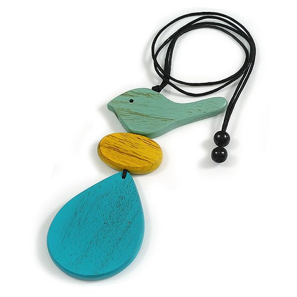 Pendentif oiseau en bois écologique ajustable pour peau sensible