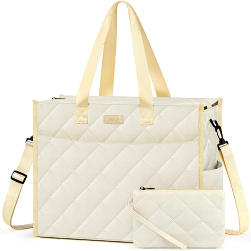 Image of IBFUN Utility Tote Bag with 24 Pockets, Large Teacher Tote for Women with Laptop Compartment, Travel Tote Bag with Zip Top