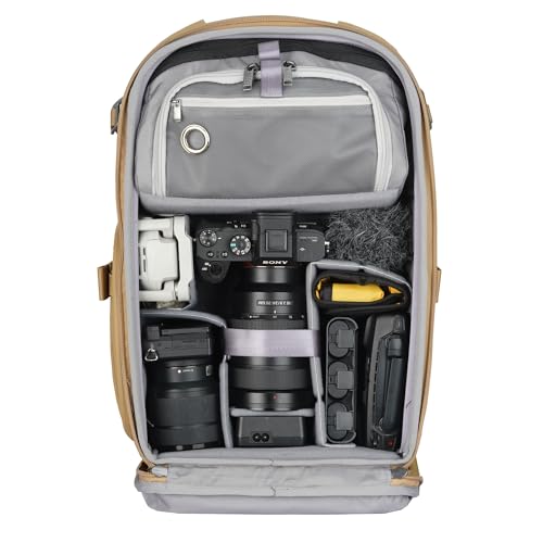 Image of VANGUARD VEO Metro B20L Camera & Everyday Backpack (Beige) - Fits 70-200mm Attached, 14 inch Laptop Storage, Convertible Daypack Design, Carry-On Ready