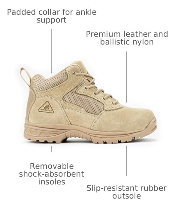 Image of RYNO GEAR Men's Military & Tactical Boots, CoolMax Tactical Combat Military Durable Leather Work Utility 4.5 inch Boots