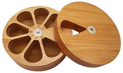 Image of fashciaga Bamboo Wood Daily Weekly Vitamin Medicine Pill Organizer Case Box,Kitchen Salt Spice Cellar Containers,Earring Ring Jewelry Storage Decorative Box (Large)
