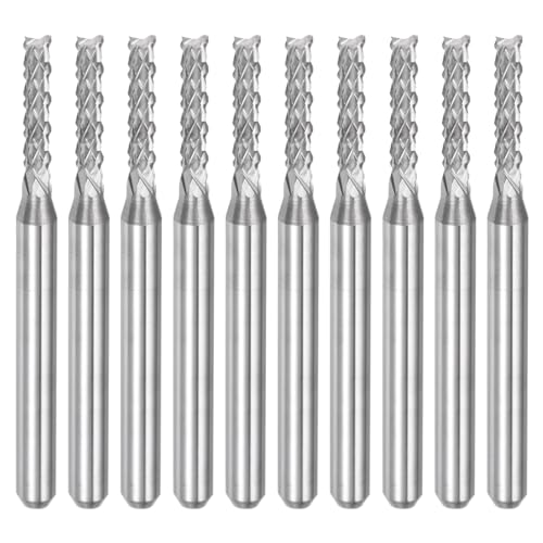 uxcell 10Pcs 2.2mm Carbide End Mill Engraving Milling Cutter CNC Router Bits for PCB Machine, 1/8" Shank