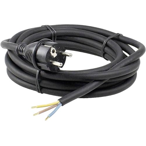 as - Schwabe Cordon d'Alimentation en Caoutchouc 3 m Fiche 2PT+T Câble d'Alimentation avec Embouts Chantiers et Industrie IP44 Noir I 60376