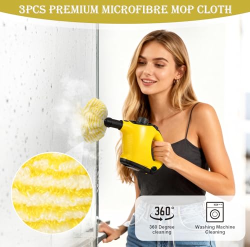 6 Stück Dampfreiniger Zubehör Bodentücher für Dampfreiniger EasyFix SC1, SC2, SC3, SC4, SC5, 3 Bodentücher + 3 Überzüge, Geeignet für die Reinigung Verschiedener Arten von Böden