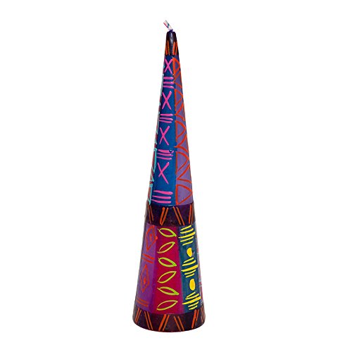 Kapula South African Cone Candle - Hand Painted Blue Moon Design - Premium Wax with Single Wick - Long Burn Time - Stylish Home Decor - 5 x 20 cm
