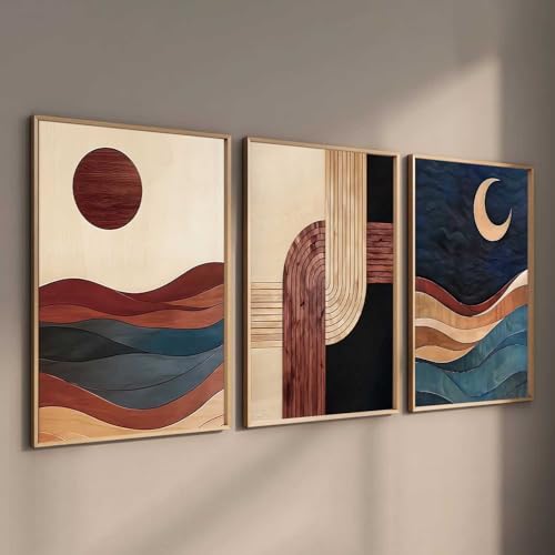 Image of kotart Boho Art Home Decoration Painting | Paintings With Frame For Living Room Bed Room Hotel Wall Decor Digital Reprint Set of 3 (10X13 inch)