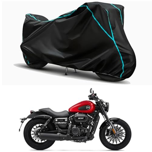 Image of Waterproof Bike Body Cover Compatible for | Keeway V302C Glossy New | Taffeta Fabric, Sky Piping Design, Bottom Elastic Fit | Dustproof, Sun UV & Rain Protection for All Weather.