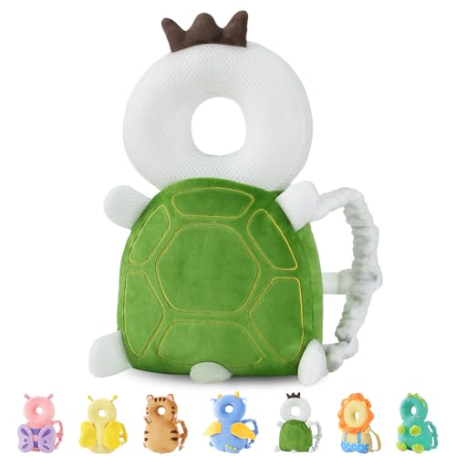 JunNeng Baby Head Protector Backpack, Toddler Walking Fall Head Protection, Green Turtle