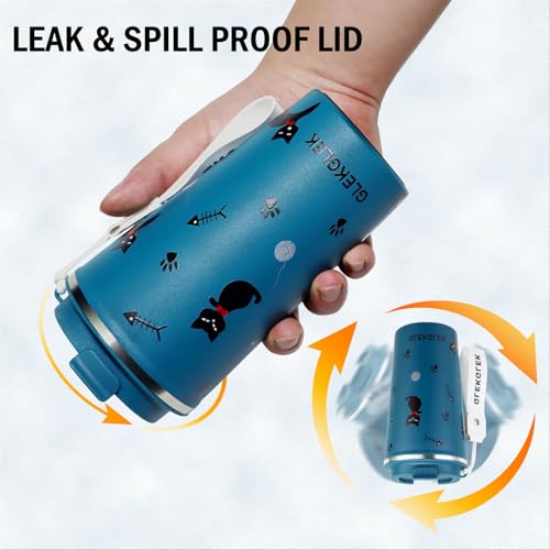 GLEKGLEK Insulated Cat Travel Mug Patterned for Ice Drinking Hot Drinks Coffee Cup 500ml for Boy Girl Gift - Image 4