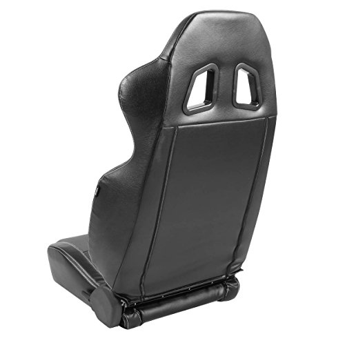 Nrg Rsc-208 Pair Of Reclinable Black Pvc Leather W/White Stitches Type-R Bucket Racing Seats #TOP4