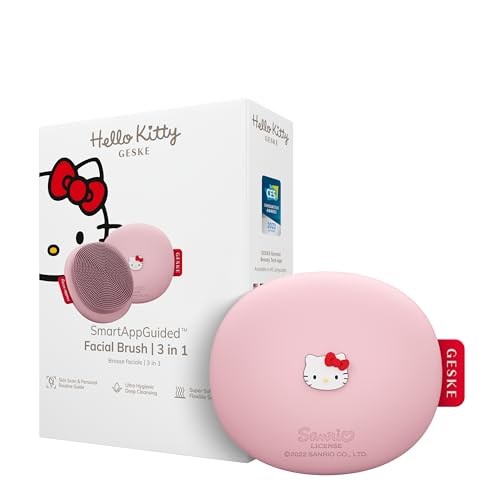 GESKE x Hello Kitty | Brosse faciale SmartAppGuided™ | 3 in 1 | Brosse visage | Brosse nettoyage | Brosse faciale silicone | Nettoyage de la peau | Soins de...