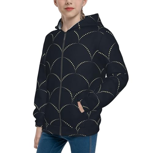 Black Fish scales Kid Hoodies Boys Zip Up Sweatshirts Girls Pullover with Pocket