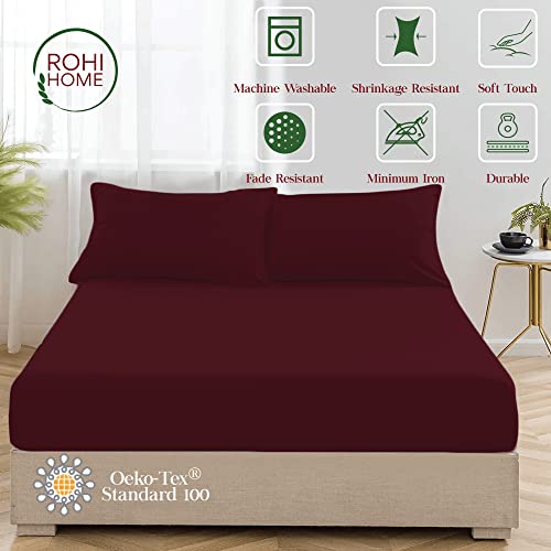 Rohi 40cm Extra Deep Fitted Sheets Double, Soft, Breathable & Anti-Allergy Cotton Blend Fitted Sheet, Elasticated Corners - Image 3