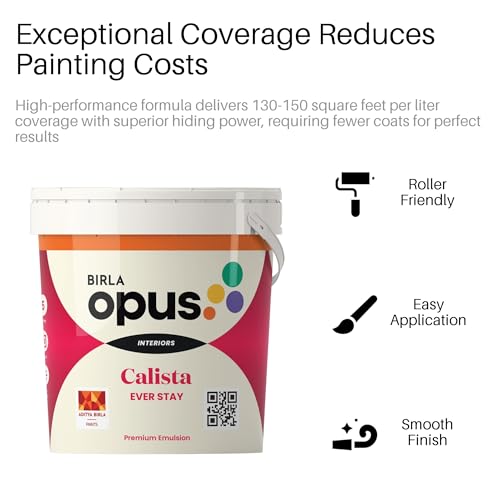 Image of Birla Opus Calista Ever Stay Premium Interior Emulsion Paint (20L, White Colour, Matt Finish)-Excellent Peel Protection, Superior Whiteness Paint-For Home, Office, Living Room, Bedroom