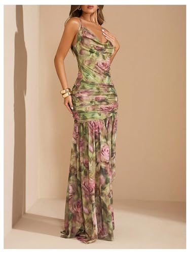 Image of Floerns Women's Floral Halter Dress Sleeveless Split Vacation Maxi Dresses