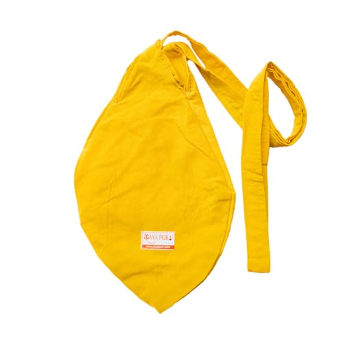 Image of Pure Cotton Chanting Bag or Gomukhi Japa Mala Bag or Cotton Bead Bag with Sakshi Mala Counter (Yellow)