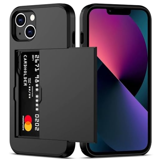 Areaphmet for iPhone 13 Mini Case with Credit Card Holder (2 Cards), Slim Wallet Case for iPhone 13 Mini Slide Cover Heavy Duty Dual Layer Shockproof Phone Case for iPhone 13 Mini 5.4'' Black