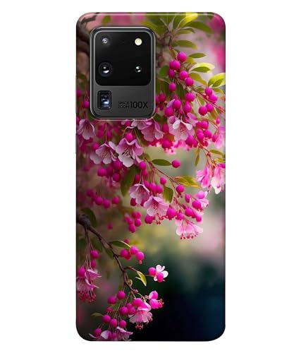 Image of Pink Floral Flowers Printed Hard Back Case Cover Compatible for Samsung Galaxy S20 Ultra (Multicolor) - D1662