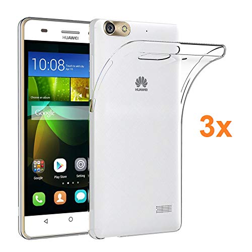 REY 3X Funda Carcasa Gel Transparente para Huawei G Play Mini - Honor 4C, Ultra Fina 0,33mm, Silicona TPU de Alta Resistencia y Flexibilidad