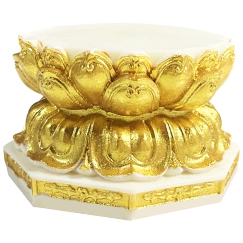 仏像用 丸型 蓮華型 ココヤシの果実 台 供物 台座 蓮の台座 供物 蓮華 祭壇 部屋 仏像置台 仏台 コレクション展示 置物(八角須弥蓮華座・金色)