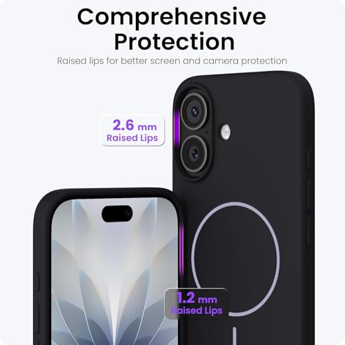 Image of DIZORO Magnetic for iPhone 17 Case, Compatible with MagSafe, Integrated Silicone Camera Control Cover, Thicken Shockproof Drop Protection Phone Case for 17,Black