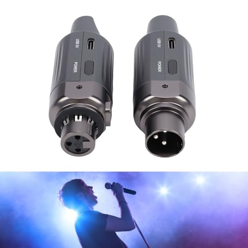 Jectse Sistema de Micrófono Inalámbrico, 7 Canales UHF Transmisor y Receptor con Batería de 800mAh, para Micrófono Dinámico, Sistema de Altavoces PA miniatura 7