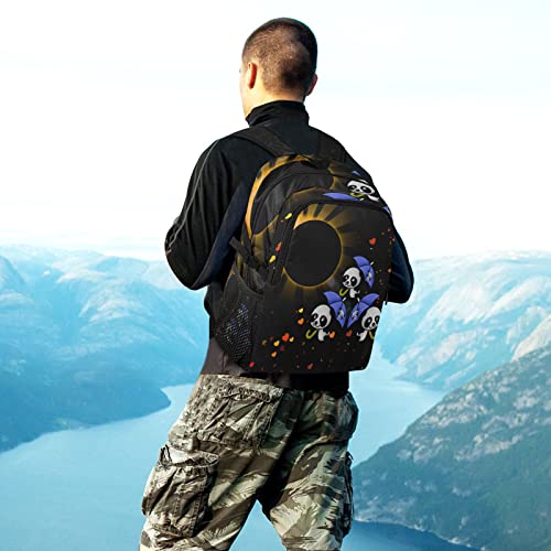 Cartable panda noir pliable et imperméable pour voyage scolaire