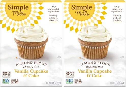 Simple Mills Almond Flour Baking Mix, Vanilla Cupcake & Cake Mix - Gluten Free, Plant Based, Paleo Friendly, 11.5 Ounce (Pack of 2)