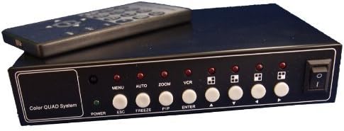 Evertech Office Home Analog Video Security Camera CCTV Color Quad Splitter Processor 4 Channel/Port Real Time with Remote Control (Silver or Black Casing)