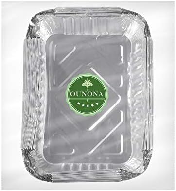OUNONA Set of 30 Aluminium Foil Trays Aluminum Pans Tin Liners BBQ Drip Pan Food Containers for Cooking Baking
