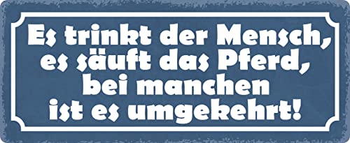 Plaque en métal 27x10cm Es trinkt der Mensch déco vintage