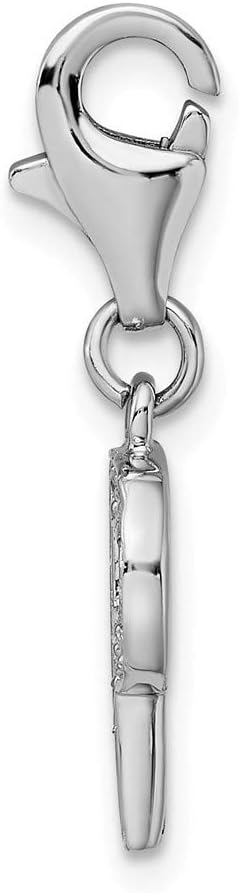 Rhodium-Plated Sterling Silver Synthetic CZ Letter P w/Lobster Clasp Charm QCC105P